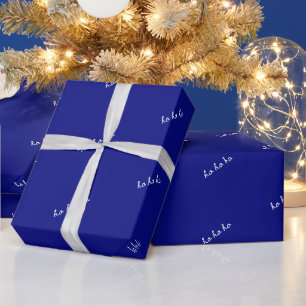 Kerst inpakpapier ho ho ho mannelijk blauw