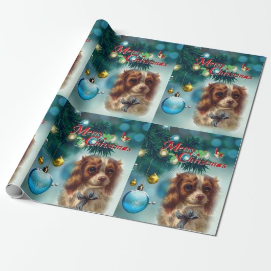 Kerst inpakpapier hond (Uitgerold)