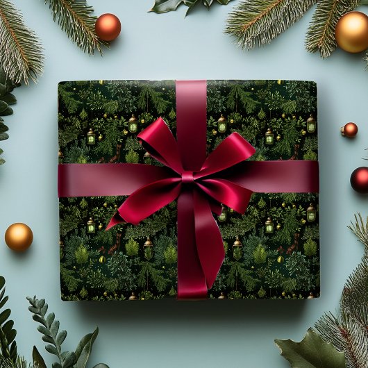 Kerst inpakpapier in bos groen