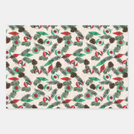 Kerst inpakpapier in crème