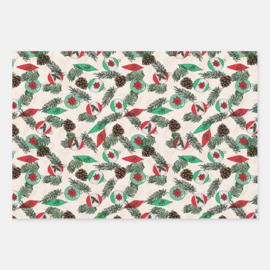 Kerst inpakpapier in crème (Voorkant)