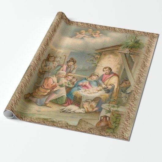 Kerst inpakpapier Jezus (Uitgerold)