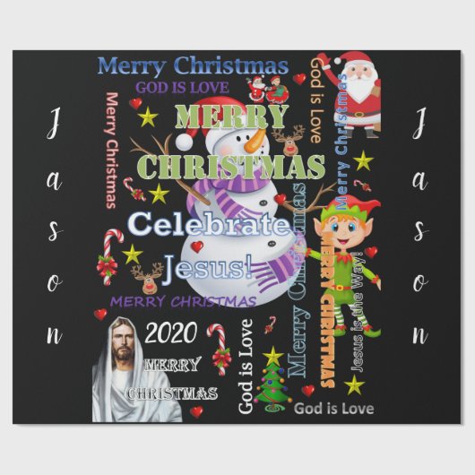 Kerst Inpakpapier Jezus Kerstman 2020 (Vlak)