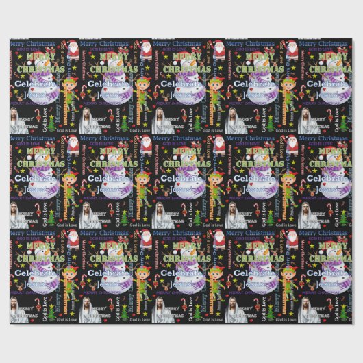 Kerst inpakpapier Jezus Santa (Vlak)