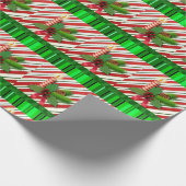 Kerst Inpakpapier Kaars Rood Groen (Hoek)