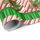 Kerst Inpakpapier Kaars Rood Groen (Rol Hoek)