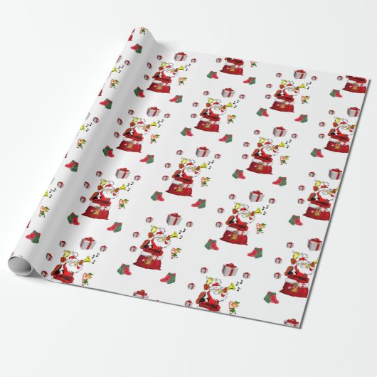 Kerst Inpakpapier Kerstman (Uitgerold)