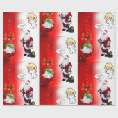 Kerst Inpakpapier Kerstman (Vlak)