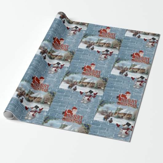 Kerst Inpakpapier Kerstman (Uitgerold)