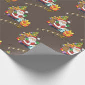 Kerst Inpakpapier Kerstman Gouden Ster (Hoek)