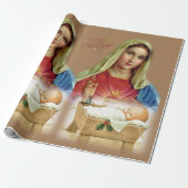 Kerst inpakpapier Mary Baby Jesus (Uitgerold)