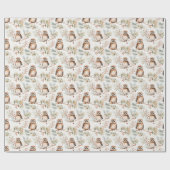 Kerst inpakpapier met bruine uilen (Vlak)