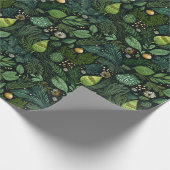 Kerst inpakpapier met donkergroene bomen (Hoek)