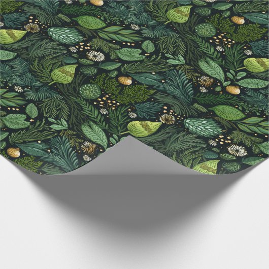 Kerst inpakpapier met donkergroene bomen (Hoek)
