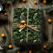 Kerst inpakpapier met donkergroene wervelingen