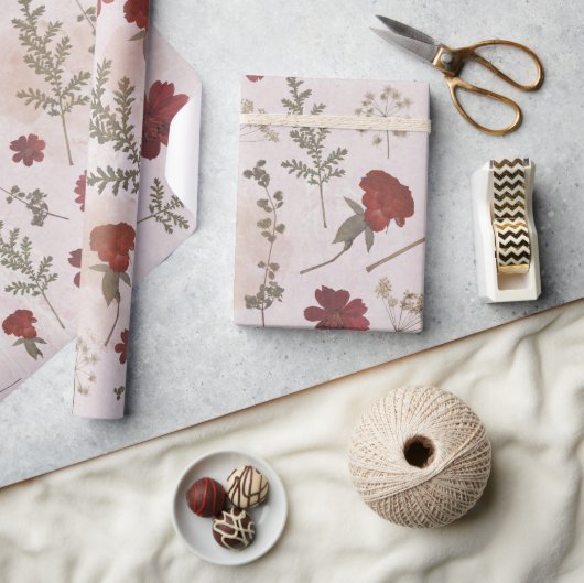 Kerst inpakpapier met geperste bloemen (Crafts)