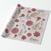 Kerst inpakpapier met geperste bloemen (Uitgerold)