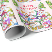 Kerst inpakpapier met Happy Snowmans Party (Rol Hoek)