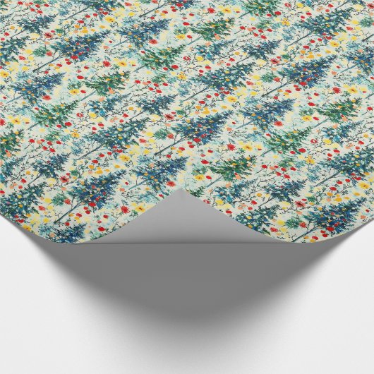 Kerst inpakpapier met kerstbomen (Hoek)