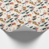 Kerst inpakpapier met kleurrijke skihut (Hoek)