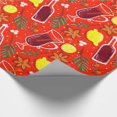 Kerst inpakpapier met molen van wijn (Hoek)