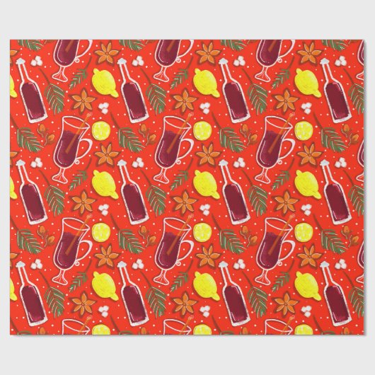 Kerst inpakpapier met molen van wijn (Vlak)