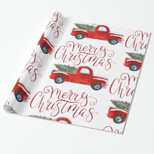 Kerst Inpakpapier met Oude Rode Truck Motief