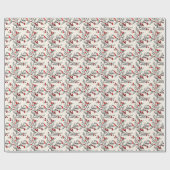 Kerst inpakpapier met rode winterbessen (Vlak)