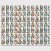 Kerst inpakpapier met schattige dieren (Vlak)