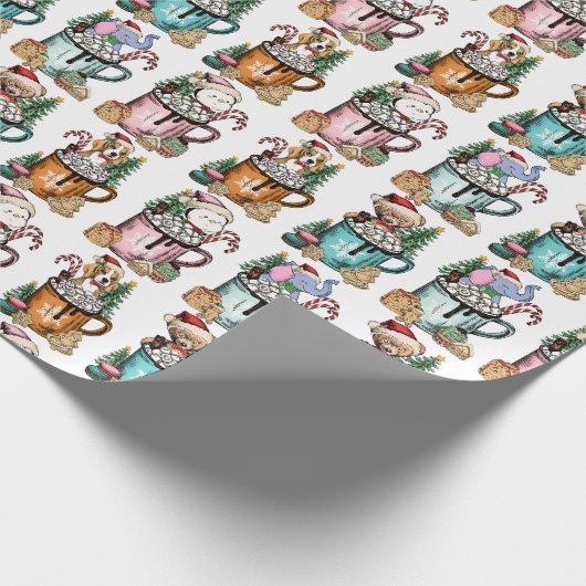 Kerst inpakpapier met schattige dieren (Hoek)