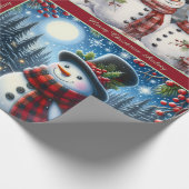 Kerst Inpakpapier met Sneeuwmannen en Tekst (Hoek)