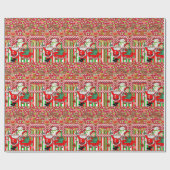 Kerst inpakpapier Mrs Claus Santa (Vlak)