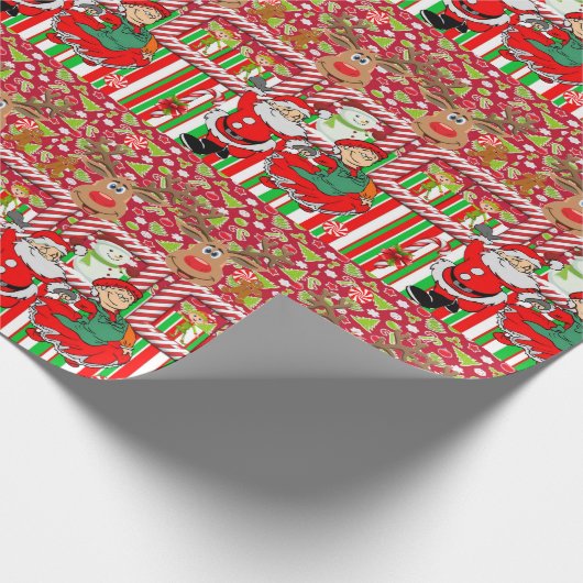 Kerst inpakpapier Mrs Claus Santa (Hoek)