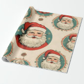Kerst Inpakpapier Oude Man Claus Vintage (Uitgerold)