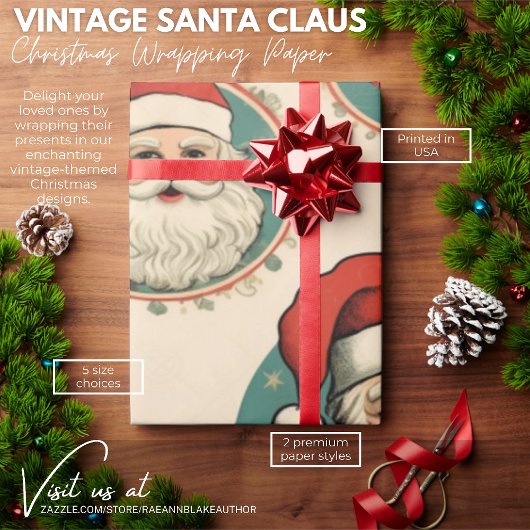 Kerst Inpakpapier Oude Man Claus Vintage