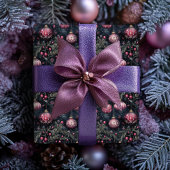 Kerst inpakpapier Paarse bloemen Ornamenten