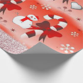 Kerst Inpakpapier Pepermunt Elf Sneeuwman (Hoek)
