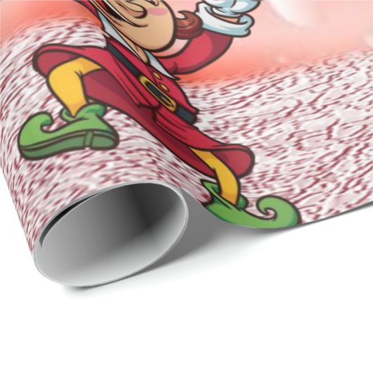 Kerst Inpakpapier Pepermunt Elf Sneeuwman (Rol Hoek)