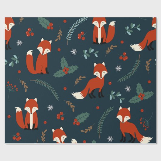 Kerst inpakpapier (Red Fox Theme) (Vlak)