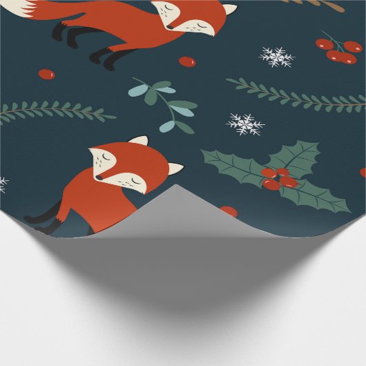 Kerst inpakpapier (Red Fox Theme) (Hoek)