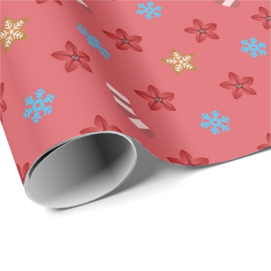 Kerst inpakpapier - Rode kleur (Rol Hoek)