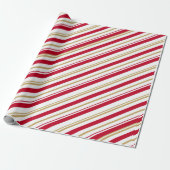 Kerst inpakpapier - rood, wit, goud (Uitgerold)