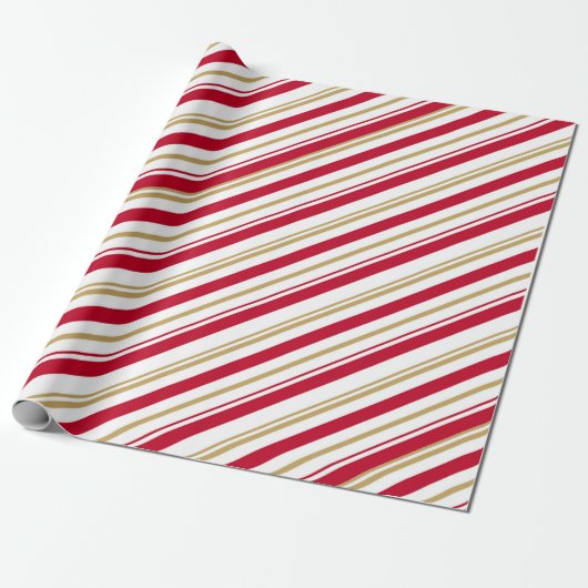 Kerst inpakpapier - rood, wit, goud (Uitgerold)