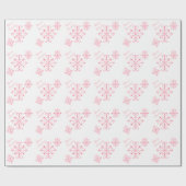 Kerst Inpakpapier Roze Sneeuwvlokken (Vlak)