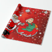 Kerst inpakpapier Santa Mrs Claus (Uitgerold)