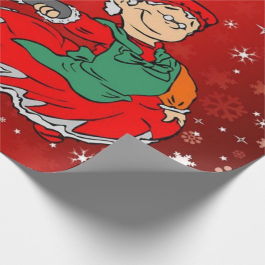 Kerst inpakpapier Santa Mrs Claus (Hoek)