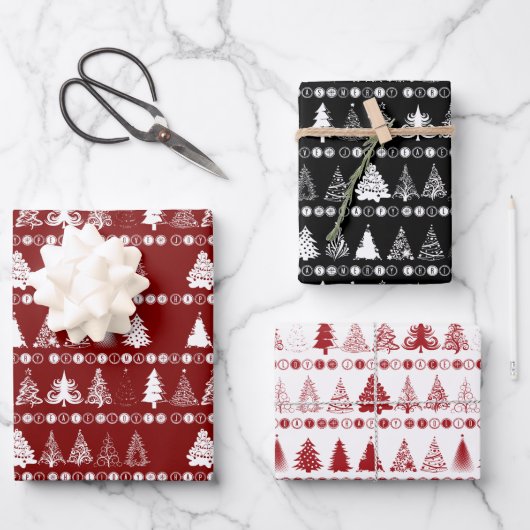 Kerst inpakpapier Set van 3 Design (Voorkant)