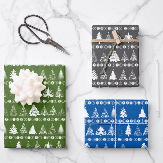 Kerst inpakpapier Set van 3 Design (Voorkant)