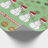Kerst Inpakpapier Sneeuwman Groen (Hoek)