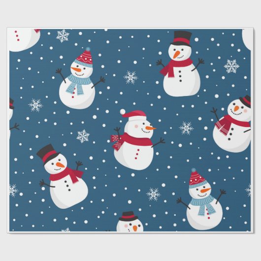 Kerst inpakpapier (Snowman Theme) (Vlak)